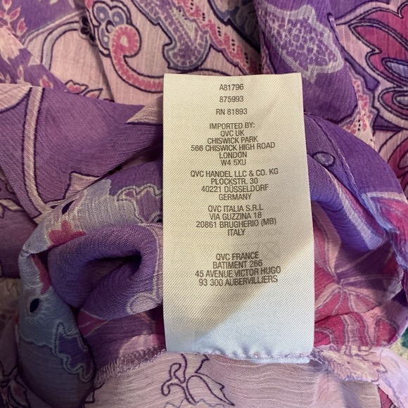 SUSAN GRAVER‎ Womens Tunic Purple Paisley Chiffon Flowy Bohemian Summer Size 1X - Picture 6 of 6